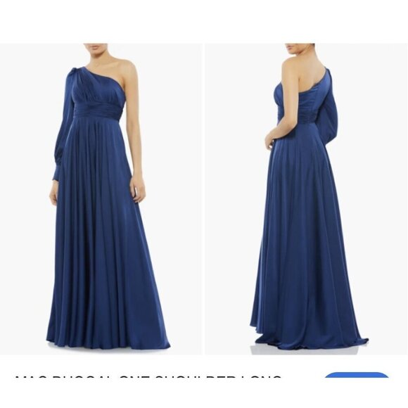 Mac Duggal Dresses & Skirts - Mac Duggal Dress Womens 2 Blue One Shoulder Long Sleeve Gown Formal Evening New